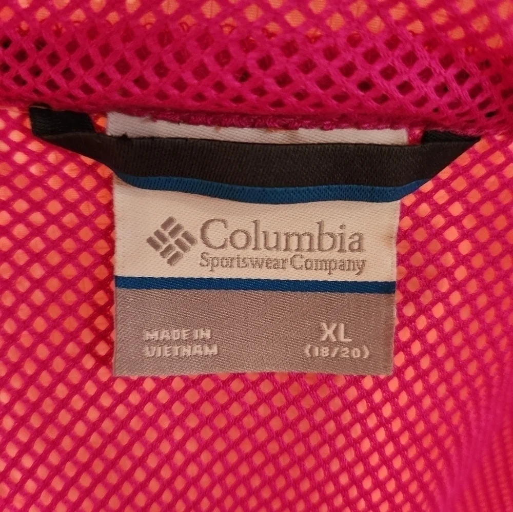 Columbia Girls Colorblock OmniShield Windbreaker in Size XL Orange and Pink